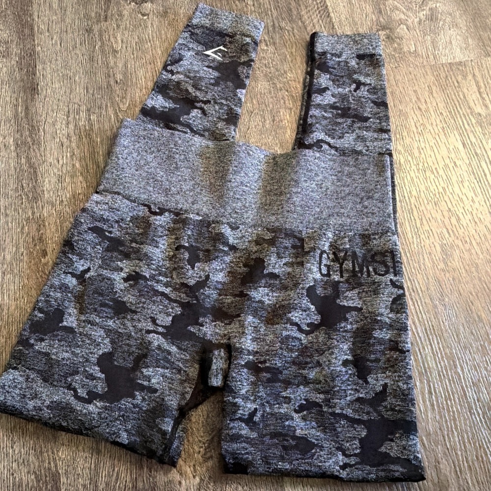 Gymshark Leggings Womens Small Gray Camouflage High Waist Seamless Compression